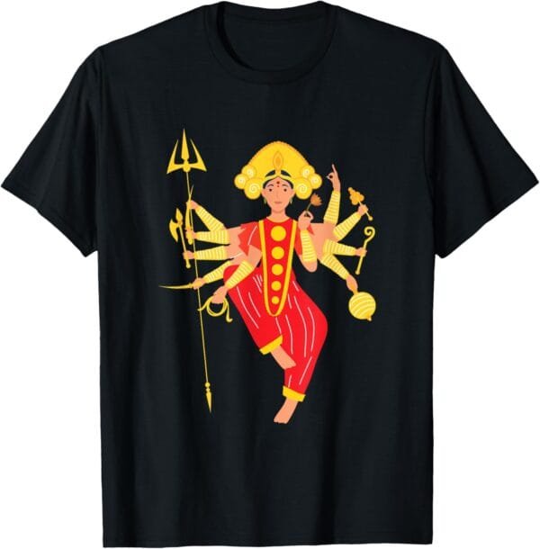 Durga Mata, Navratri Indian Goddess Posing Pooja T-Shirt (USA)