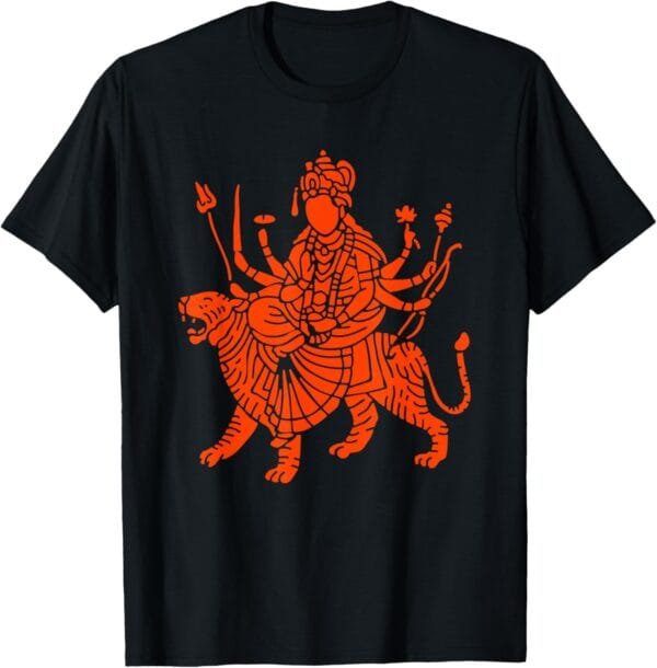 Durga Mata, Navratri Sherawali Maa Indian Goddess, Pooja T-Shirt (USA)