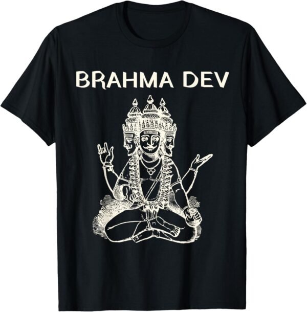 Brahma Three-Headed Indian God Brahma Dev Sanskrit Pooja T-Shirt (USA)