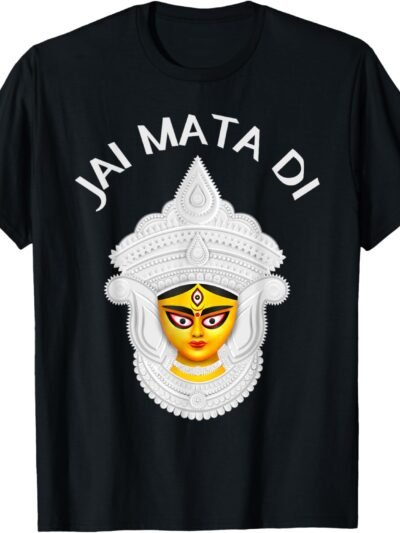 Durga Mata, Navratri Indian Goddess Face Jai Mata Di Pooja T-Shirt (USA)