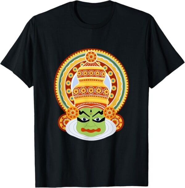 Hinduism Kathakali Dancer Face Kerala Onam Hindu Temple Puja T-Shirt (UK)