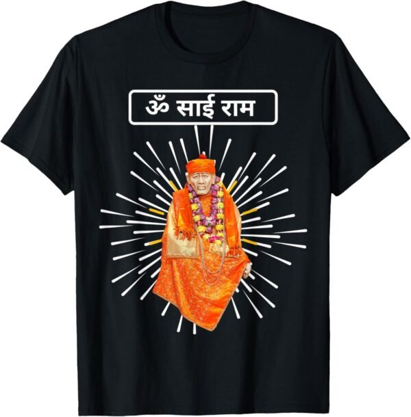 Shirdi Sai Baba God Gift for Indian Hindus Om Sai Ram Hindi T-Shirt (UK)