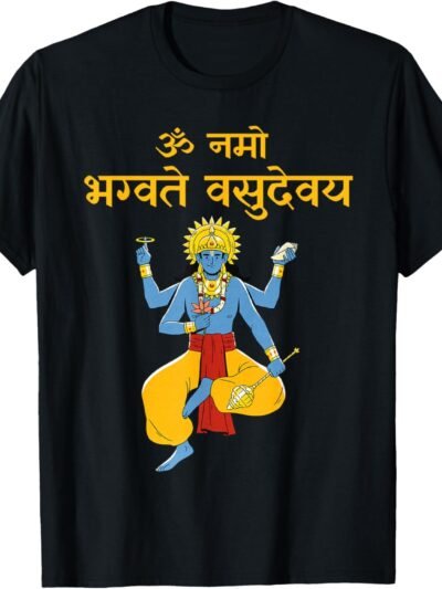 Vishnu, Narayana Om Namo Bhagvate Vasudevaya Sanskrit, Pooja T-Shirt (USA)