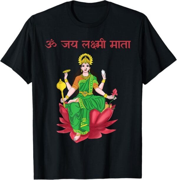 Laxmi Mata, Diwali Om Jai Lakshmi Mata Sanskrit Hindu Pooja T-Shirt (USA)